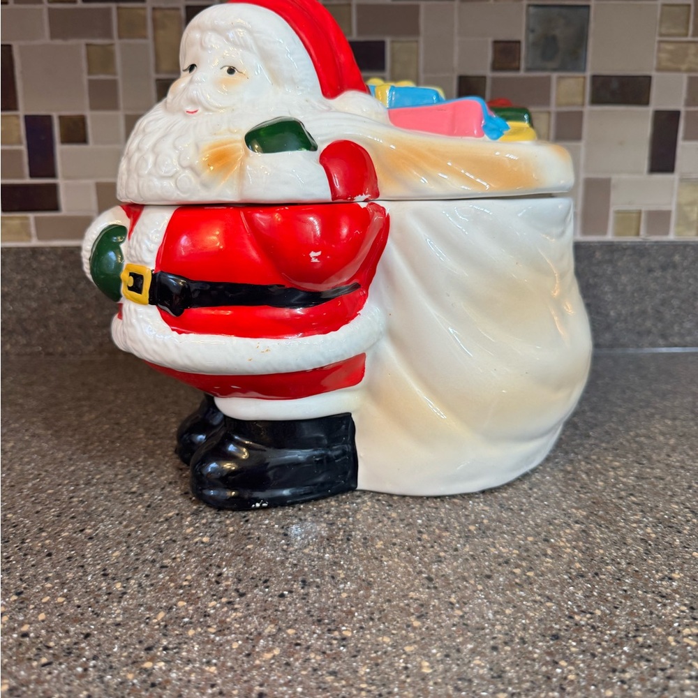 Vintage Santa Claus Cookie Jar - Red, White, Black